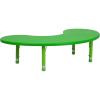 Flash Furniture 35”W x 65”L Half-Moon Blue Plastic Height Adjustable Activity Table(Green)