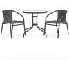 Flash Furniture 3-Piece Patio Dining Set with Round Glass Metal Table and 2 Stackable Rattan Chairs, Indoor/Outdoor Bistro Table and Chairs Set, Gray(Clear/Gray)