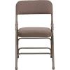 Flash Furniture 4 Pack HERCULES Series Curved Triple Braced & Double Hinged Gray Vinyl Metal Folding Chair(Beige Fabric/Beige Frame)