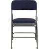 Flash Furniture 4 Pack HERCULES Series Curved Triple Braced & Double Hinged Gray Vinyl Metal Folding Chair(Navy Fabric/Gray Frame)