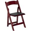 Flash Furniture 4 Pack HERCULES Series Fruitwood Wood Folding Chair with Vinyl Padded Seat(Mahogany)