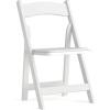 Flash Furniture 4 Pack HERCULES Series Fruitwood Wood Folding Chair with Vinyl Padded Seat(White)
