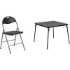 Flash Furniture 4 Pack Hercules Series Black Vinyl Metal Folding Chair with Carrying Handle and Madelyn Folding Card Table – Black | Portable Square Table with Collapsible Legs