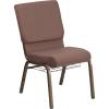 Flash Furniture 4 Pk. HERCULES Series 18.5”W Church Chair in Black Patterned Fabric with Cup Book Rack – Silver Vein Frame(Brown Dot Fabric/Gold Vein Frame)