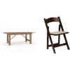 Flash Furniture 7′ x 40″ Rustic Solid Pine Folding Farm Table and 4 Fruitwood Wood Folding Chairs with Vinyl Padded Seats