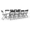 Flash Furniture 8′ Plastic Bi-Fold Training Table Set with 10 Folding Chairs, 11-Piece Rectangular Folding Training Table and Chairs Set, White/Black
