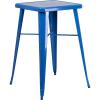 Flash Furniture Aaron Commercial Grade 23.75″ Square White Metal Indoor-Outdoor Bar Height Table(Blue)