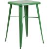 Flash Furniture Aaron Commercial Grade 23.75″ Square White Metal Indoor-Outdoor Bar Height Table(Green)