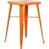 Flash Furniture Aaron Commercial Grade 23.75″ Square White Metal Indoor-Outdoor Bar Height Table(Orange)