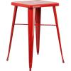 Flash Furniture Aaron Commercial Grade 23.75″ Square White Metal Indoor-Outdoor Bar Height Table(Red)