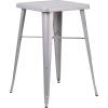 Flash Furniture Aaron Commercial Grade 23.75″ Square White Metal Indoor-Outdoor Bar Height Table(Silver)