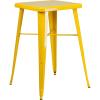 Flash Furniture Aaron Commercial Grade 23.75″ Square White Metal Indoor-Outdoor Bar Height Table(Yellow)