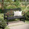 Flash Furniture Adele Commercial Indoor/Outdoor Acacia Wood Bench, 2-Person Slatted Patio Loveseat, for Use in Yard, Garden, Porch, or Park, Black(Black)