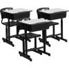 Flash Furniture Adjustable Student Desk and Chair Set for Classrooms or Remote Learning, Adjustable School Desk with Chair and Book Box, Gray/Black(Set of 3)
