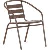 Flash Furniture Aluminum Slat Back Stacking Outdoor Restaurant Chairs, Modern Stackable Patio Chairs for Restaurants, Set of 4, Black(Bronze)