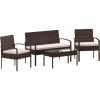 Flash Furniture Aransas Series 4 Piece Brown Patio Set with Steel Frame and Beige Cushions(Brown/Beige)