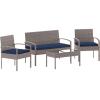 Flash Furniture Aransas Series 4 Piece Brown Patio Set with Steel Frame and Beige Cushions(Light Gray/Navy)
