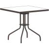 Flash Furniture Barker 23.5″ Square Indoor/Outdoor Tempered Glass Patio Side Table, Outdoor Patio Table for Commercial or Residential Use, Clear/Black(Clear/Bronze)