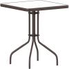 Flash Furniture Barker 23.5″ Square Indoor/Outdoor Tempered Glass Patio Side Table, Outdoor Patio Table for Commercial or Residential Use, Clear/Black(Clear Top/Bronze Frame)