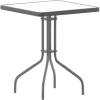 Flash Furniture Barker 23.5″ Square Indoor/Outdoor Tempered Glass Patio Side Table, Outdoor Patio Table for Commercial or Residential Use, Clear/Black(Clear Top/Silver Frame)