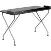 Flash Furniture Black Computer Desk with Raised Border and Silver Metal Frame(Black)