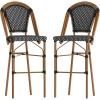 Flash Furniture Bordeaux Commercial Grade Bistro Bar Height Stool, Stackable Indoor/Outdoor Dining Stool, 30″ High, Black/White and Natural Finish(Black & White/Natural Frame)