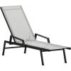 Flash Furniture Brazos Adjustable Chaise Lounge Chair with Arms, All-Weather Outdoor Five-Position Recliner, Black/Brown(Gray/Black)