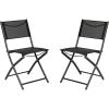 Flash Furniture Brazos Commercial Indoor-Outdoor Folding Chairs, Flex Comfort Backs/Seats, Metal Frames, Portable Lightweight Foldable Design, Set of 2, Navy/Black(Black)