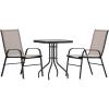 Flash Furniture Brazos Series 5-Piece Glass Patio Table and Chairs Set, Outdoor Patio Dining Set with Square Table and 4 Sling Patio Chairs, Black(Brown)