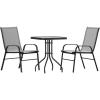 Flash Furniture Brazos Series 5-Piece Glass Patio Table and Chairs Set, Outdoor Patio Dining Set with Square Table and 4 Sling Patio Chairs, Black(Grey)