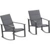 Flash Furniture Brazos Set of 2 Gray Outdoor Rocking Chairs with Flex Comfort Material and Black Metal Frame,Gray/Black(Black)
