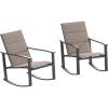 Flash Furniture Brazos Set of 2 Gray Outdoor Rocking Chairs with Flex Comfort Material and Black Metal Frame,Gray/Black(Brown)