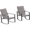 Flash Furniture Brazos Set of 2 Gray Outdoor Rocking Chairs with Flex Comfort Material and Black Metal Frame,Gray/Black(Grey)