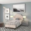 Flash Furniture Brighton Twin Size Tufted Upholstered Platform Bed in Light Gray Fabric(Beige)