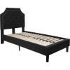 Flash Furniture Brighton Twin Size Tufted Upholstered Platform Bed in Light Gray Fabric(Black)