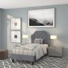 Flash Furniture Brighton Twin Size Tufted Upholstered Platform Bed in Light Gray Fabric(Light Gray)