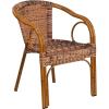 Flash Furniture Cadiz Series Dark Red Bamboo-Aluminum Indoor-Outdoor Restaurant-Patio Chair with Burning Brown Rattan(Burning Brown Rattan/Dark Red Bamboo-aluminum Frame)