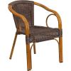 Flash Furniture Cadiz Series Dark Red Bamboo-Aluminum Indoor-Outdoor Restaurant-Patio Chair with Burning Brown Rattan(Dark Brown Rattan/Red Bamboo-aluminum Frame)