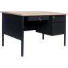 Flash Furniture Cambridge Right Side Single Pedestal Desk with 3 Locking Drawers, Commercial Grade Teacher’s or Office Desk, 30×48, Metal Frame, White Oak/Black(White Oak)