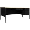 Flash Furniture Cambridge Right Side Single Pedestal Desk with 3 Locking Drawers, Commercial Grade Teacher’s or Office Desk, 30×70, Metal Frame, White Oak/Black(White Oak)