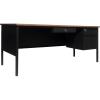 Flash Furniture Cambridge Right Side Single Pedestal Desk with 3 Locking Drawers, Commercial Grade Teacher’s or Office Desk, 30×70, Metal Frame, White Oak/Black(Walnut)
