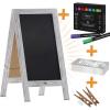 Flash Furniture Canterbury Magnetic Chalkboard Sign Set – Whitewashed Wood Frame – 48″ x 24″ – Indoor/Outdoor – Includes 8 Chalk Markers, 10 Stencils, 2 Magnets(White Wash)