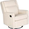 Flash Furniture Cash Swivel Glider Rocking Recliner, Manual Recliner with 360 Degree Swivel, for Living Room, Bedroom, or Nursery, Fabric Upholstered, Light Gray(Cream)