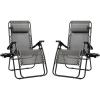 Flash Furniture Celestial Adjustable Folding Mesh Zero Gravity Reclining Lounge Chair with Pillow and Cup Holder Tray in Navy, Set of 2(Grey)