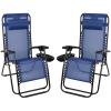 Flash Furniture Celestial Adjustable Folding Mesh Zero Gravity Reclining Lounge Chair with Pillow and Cup Holder Tray in Navy, Set of 2(Navy)