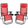 Flash Furniture Celestial Adjustable Folding Mesh Zero Gravity Reclining Lounge Chair with Pillow and Cup Holder Tray in Navy, Set of 2(Red)
