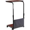 Flash Furniture Charger Mobile Sit-Down, Stand-Up Mahogany Computer Ergonomic Desk with Removable Pouch (Adjustable Range 27” – 46.5”)