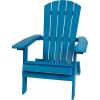 Flash Furniture Charlestown Commercial Folding Adirondack Chair – Mahogany – Poly Resin – Indoor/Outdoor – Weather Resistant(Blue)