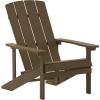 Flash Furniture Charlestown Commercial Grade Indoor/Outdoor Adirondack Chair, Weather Resistant Durable Poly Resin Deck and Patio Seating, Slate Gray(Mahogany)