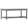 Flash Furniture Charlestown Two Tiered Commercial Grade Adirondack Coffee Table – Gray Finish Poly Resin Wood – All-Weather – Slatted Shelf Design,Grey(Grey)